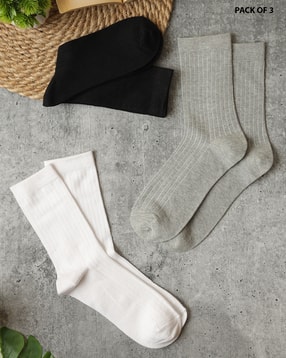 Shein Men Combo of 3 Ribbed Calf Length Athletic Socks-picture-39