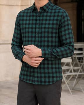 Shein Spread Collar Full Sleeve Checked Formal Shirt-picture-30