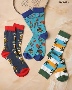 Shein Men Combo of 3 Graphic Print Everyday Socks-picture-51