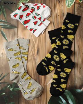 Shein Men Combo of 3 Graphic Print Everyday Socks-picture-29