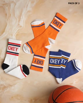 Shein Men Combo of 3 Typographic Print Athletic Socks-picture-40
