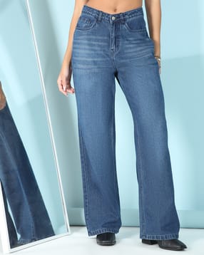 Shein Full Length Fly With Button Closure Mid Wash Jeans-picture-22