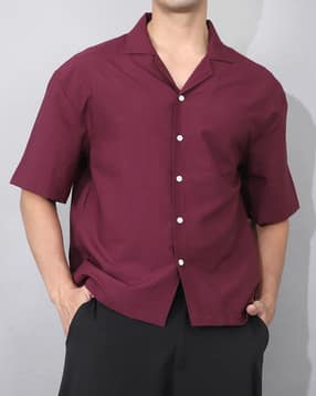 Shein Medium Length Cuban Collar Short Sleeve Shirt-picture-14