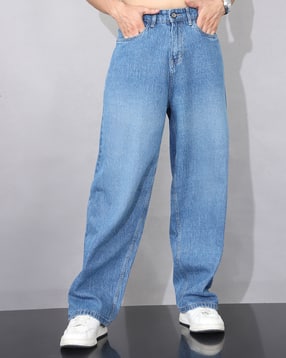 Shein Full Length Fly With Button Closure Mid Wash Jeans-picture-47