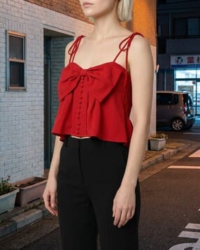 Shein Cute Spaghetti Strap Smocked Back Fitted Short Top-picture-31