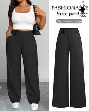 Plus Size Women Ankle Length Semi-Elasticated Waist Button Closure Pants-image-15