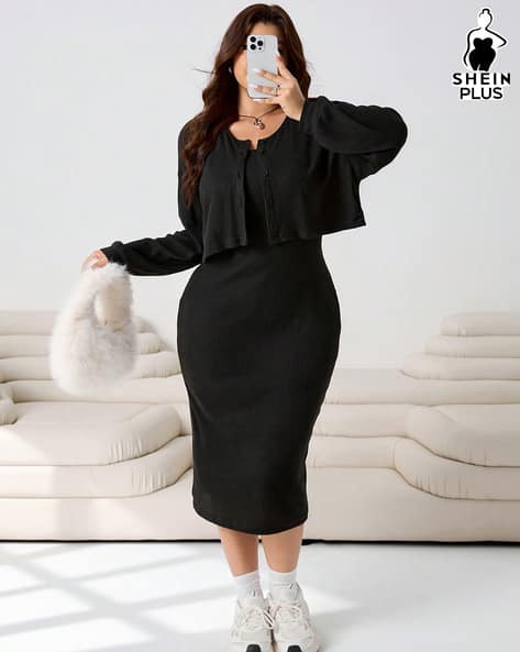 shein plus size bodycon dresses Buy Plus Women Sleeveless Ri... Online LowStock:42717562699827