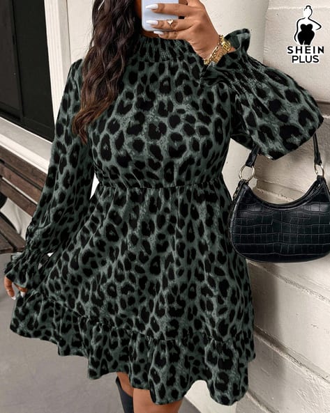 shein leopard print dress green Buy Dark Dresses for Women by Plus Online Leg Slit