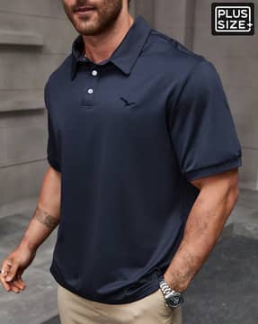SHEIN Plus Plus Size Men Graphic Placement Embroidered Polo Tshirt
