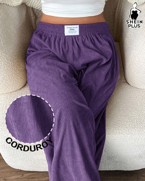 shein plus Plus Size Women Ankle Length Elasticated Waist Ribbed Pants-picture-12