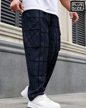 shein plus Plus Size Men Elasticated Drawstring Waist Checked Pant-picture-10