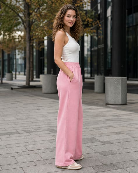 Buy Pink Track Pants for Women by Shein Online | sheinindia.in