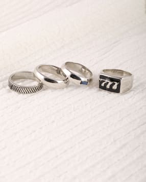 Shein Men Combo Of 4 Numeric Engraved Detail Band Ring-picture-17