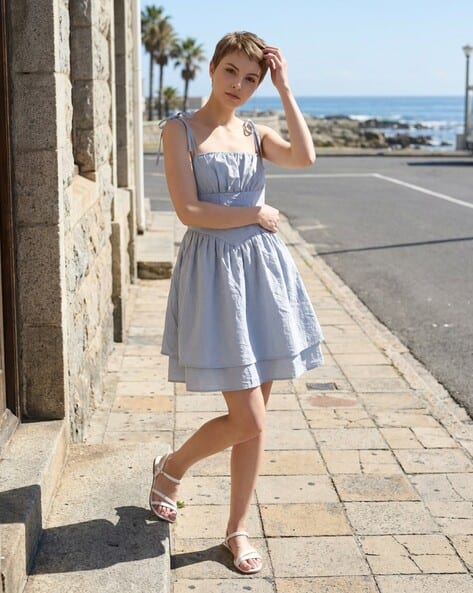 empire waist skater dress Buy Light Blue Dresses for Women by Shein Online casual empire waist dress available in sky Color:#24-Banana variantColour_Dark Blue AMUR Women's Galilea Ruched