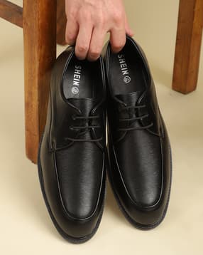 Shein Men Almond Toe Lace Fastening Heeled Derby Shoes