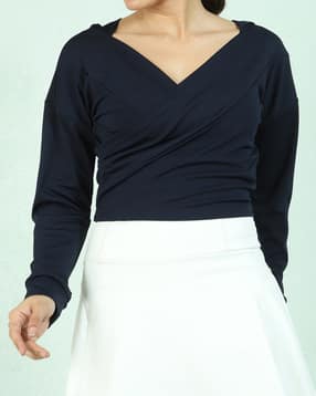 Shein Pleated Cross Overlay Detail Buckle Strap Hoodie-picture-45