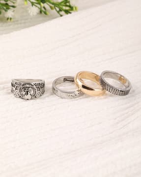 Shein Shein Men Combo Of 4 Graphic Engraved Design Band Ring