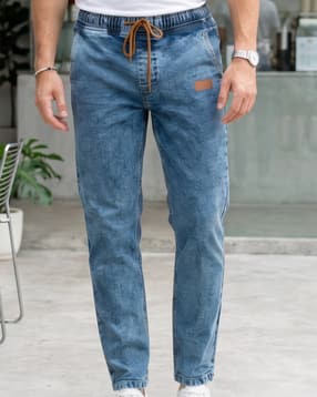 Shein Elasticated Drawstring Waist Stone Wash Jeans-picture-28