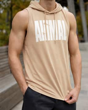 Shein Sleeveless Typographic Chest Print Hooded Tshirt-picture-39