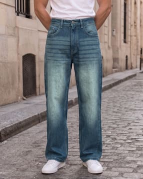 Shein Fly With Button Closure Panelled Mid Wash Jeans-picture-27