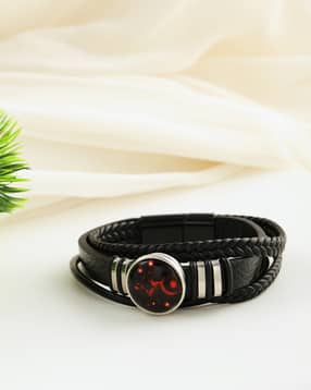 Shein Men Black Braided Detail Layered Wristband-picture-31