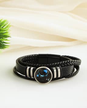 Shein Men Black Braided Detail Layered Wristband-picture-26