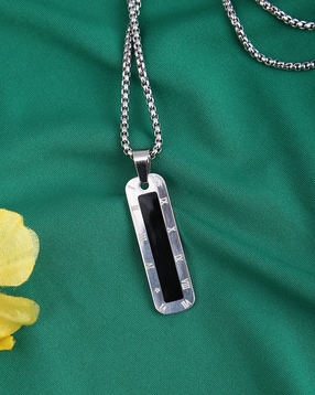 Shein Men Silver Roman Numeral Engraved Bar Pendant Chain-picture-38