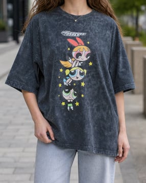 Shein Drop Shoulder Powerpuff Girls Chest Print Crew Tshirt-picture-24