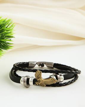 Shein Men Black Eagle Charm Layered Wristband-picture-39