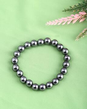 Shein Men Black Slip On Beaded Bracelet-image-7