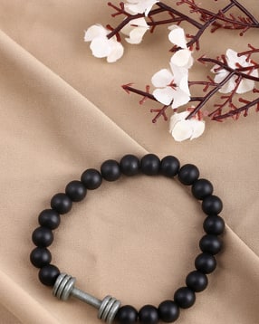 Shein Men Metallic Barbell Charm Detail Beaded Bracelet-picture-20