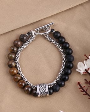 Shein Men Beaded Linked Chain Detail Layered Bracelet-picture-16