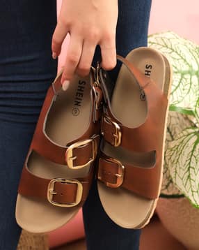 Shein Women Open Toe Buckle Fastening Sling Back Sandals-picture-11