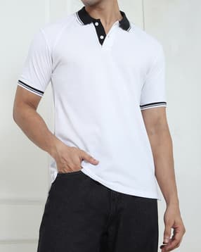Shein Men Short Sleeve Contrast Trim Polo Tshirt-picture-21