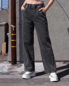Shein Ankle Length Elasticated Waist Stone Wash Jeans-image-15