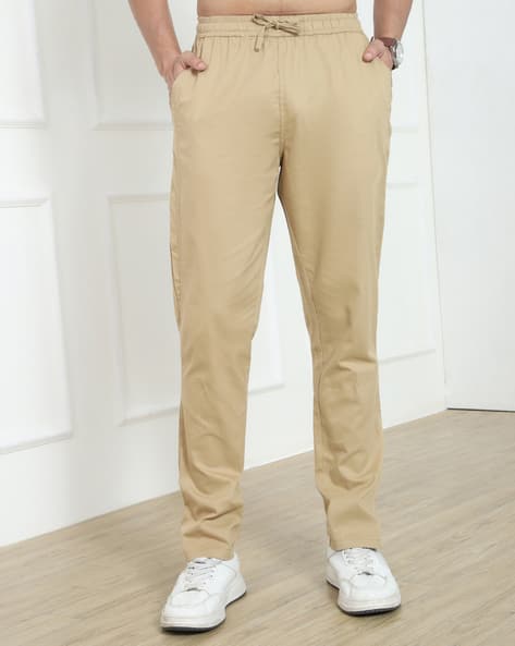 cigarette pants men Iroinnid Men's Relaxed Multiple Pockets Outdoor Straight Type Fitness Pants Solid Color Elastic Waist Pants This versatile piece makes a modern suit paired with a matching jacket. Instafab Plus Men's Mocha Brown