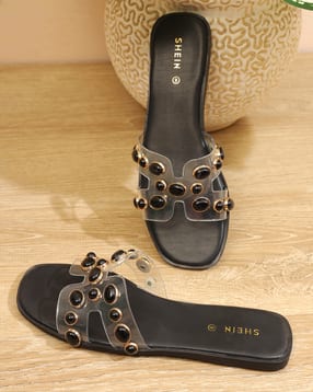 Shein Women Open Toe Embellished Slip On Sandals-picture-19