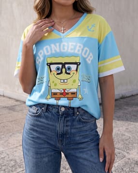 Shein Drop Shoulder SpongeBob SquarePants Print Tshirt-picture-28