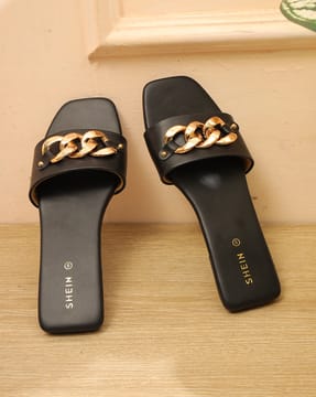 Shein Shein Women Open Toe Link Chain Design Slip-On Sandals
