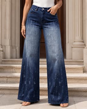 Shein Women Full Length Mid Wash Distressed Jeans-image-10