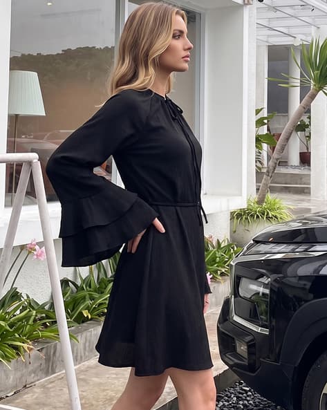 layered bell sleeve dress Buy Black Dresses for Women by Shein Online Relaunch Update