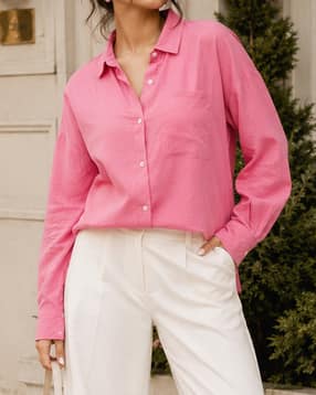 Shein Women Spread Collar Drop Shoulder Shirt With Pocket-picture-23