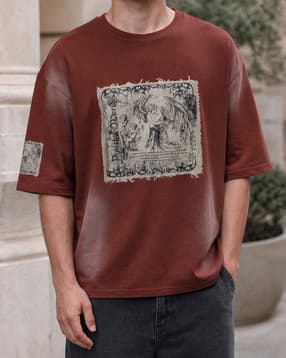 Shein Men Drop Shoulder Graphic Chest Print Crew Tshirt-picture-11