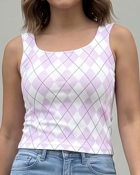 Shein Square Neck Sleeveless Geometric Print Tank Top-picture-17