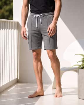 Shein Men Elasticated Drawstring Waist Pintuck Lounge Shorts-picture-15