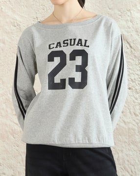 Shein Women Drop Shoulder Numeric Chest Print Sweatshirt-picture-13
