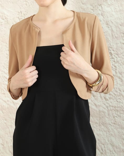 Shein Women Front Open Sleeve Mesh Detail Shrugs