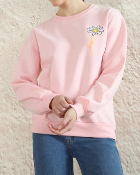 Shein Women Drop Shoulder Floral Placement Print Sweatshirt-picture-44