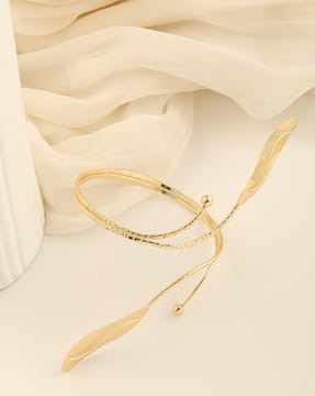 Shein Shein Women Gold Leaf Design Textured Cuff Bracelet