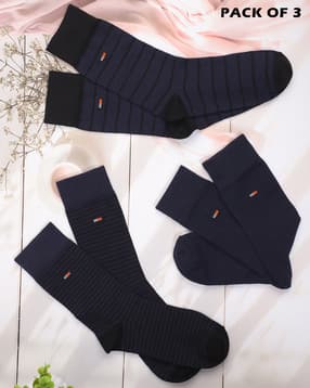 Shein Men Combo of 3 Striped Calf Length Everyday Socks-picture-52